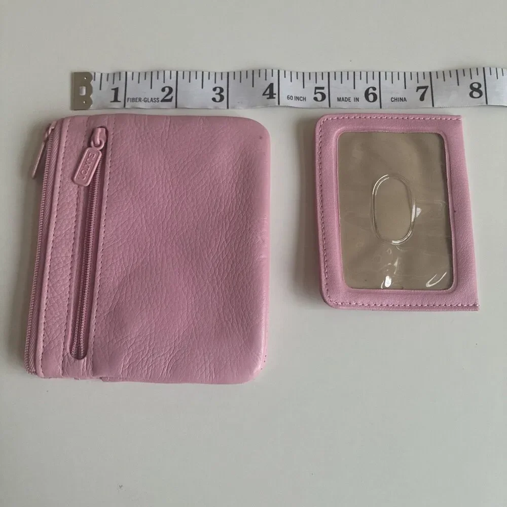 Buxton Pink Leather ID Coin Purse Card Holder Wallet Mini Key Holder